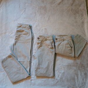 Khaki mid-rise skinny pants